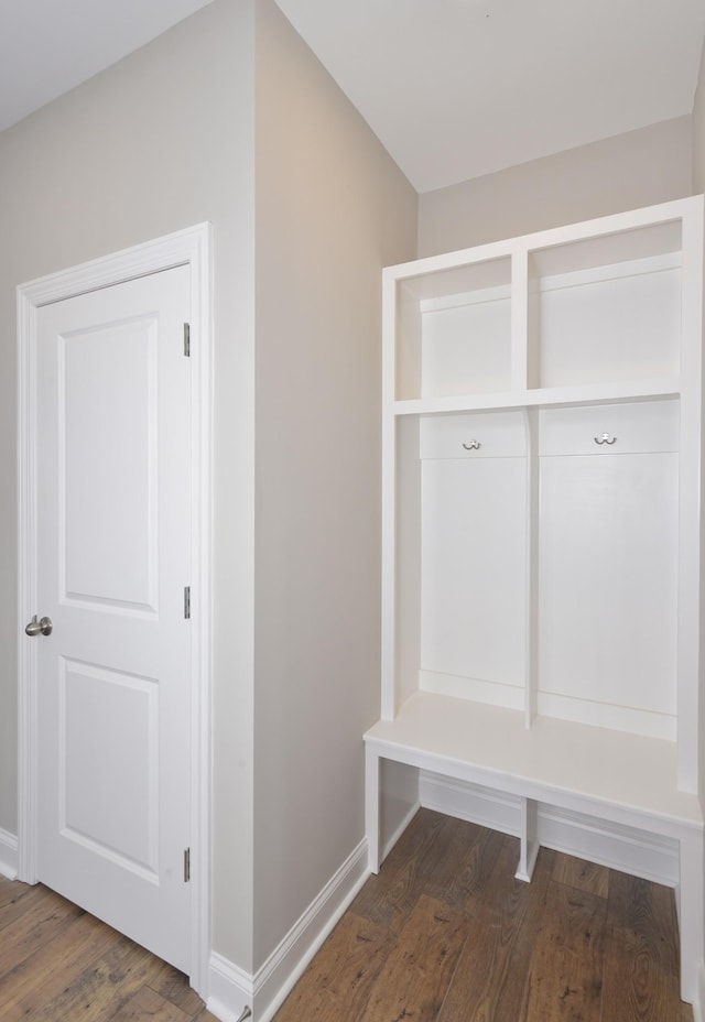 mudroom featuring dark hardwood / wood-style floors