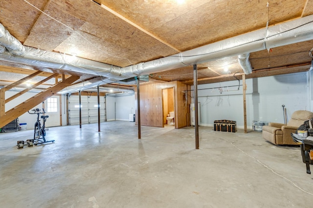 basement with water heater