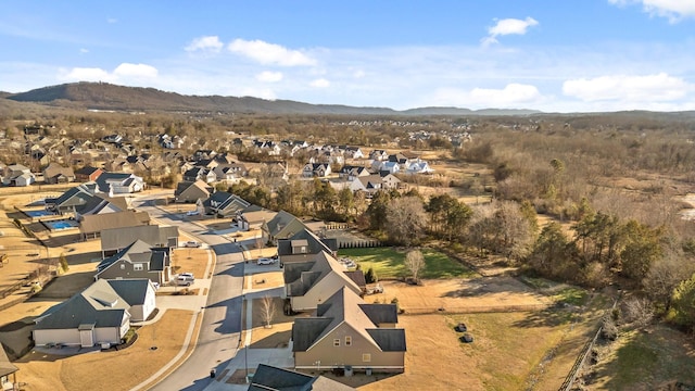 drone / aerial view with a mountain view