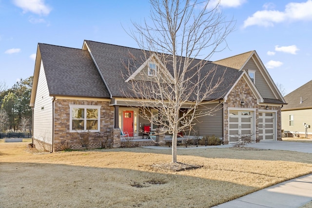 craftsman inspired home featuring a garage