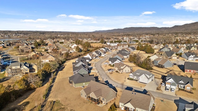 bird's eye view with a mountain view