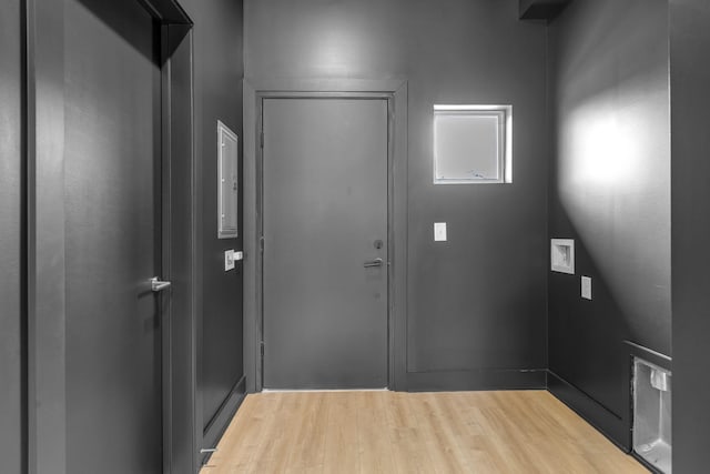 doorway featuring light hardwood / wood-style floors