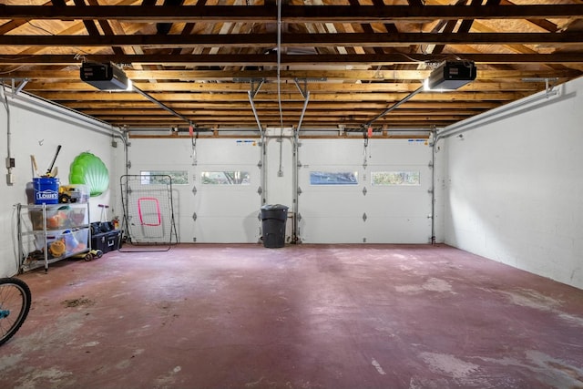 garage with a garage door opener