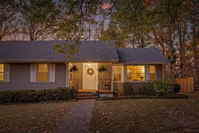 view of single story home