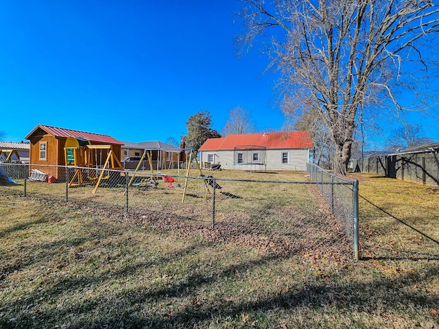 view of yard with a playground