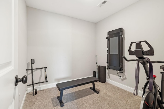 exercise room with carpet