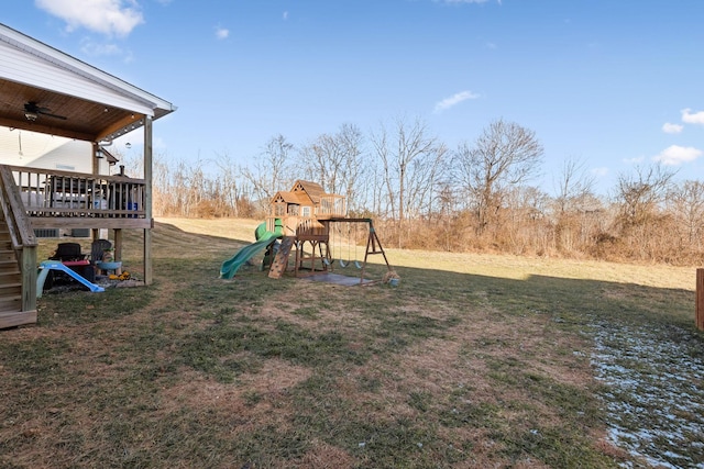 view of yard with a playground