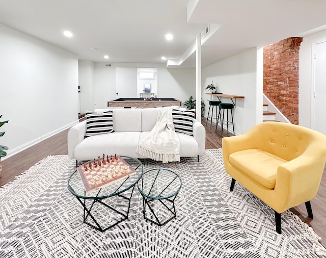 living room featuring hardwood / wood-style floors