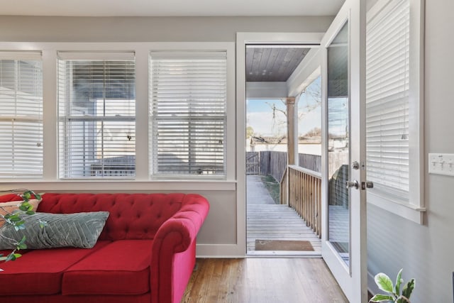 interior space featuring hardwood / wood-style flooring and french doors