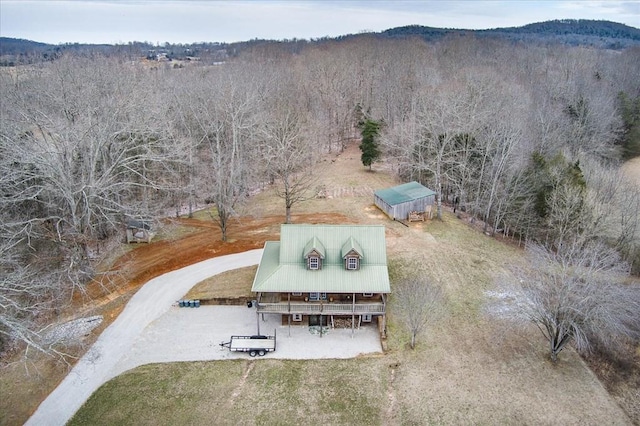 drone / aerial view with a mountain view