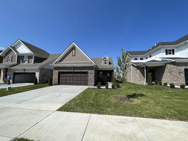 view of front facade featuring a garage and a front lawn