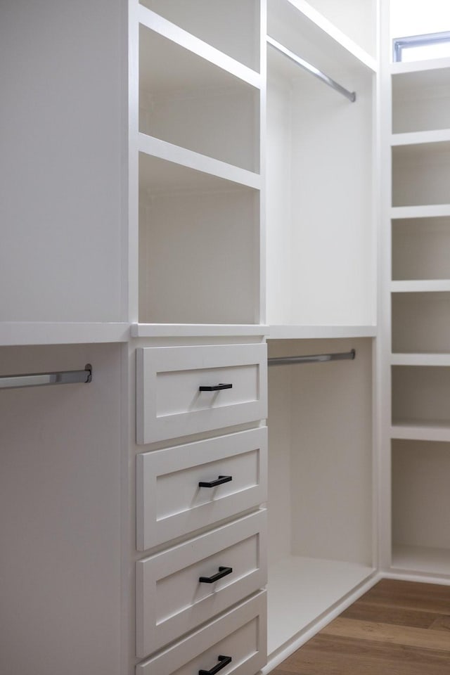 spacious closet with wood finished floors