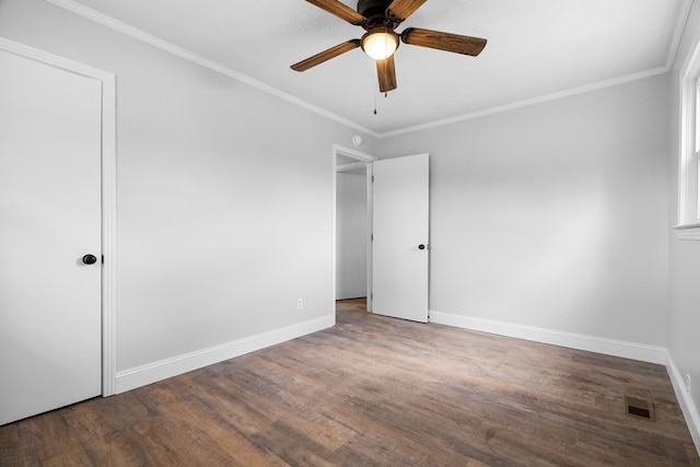 985 Watauga Dr, Cookeville, TN 38501 - unfurnished bedroom with ceiling fan, crown molding, and hardwood / wood-style flooring