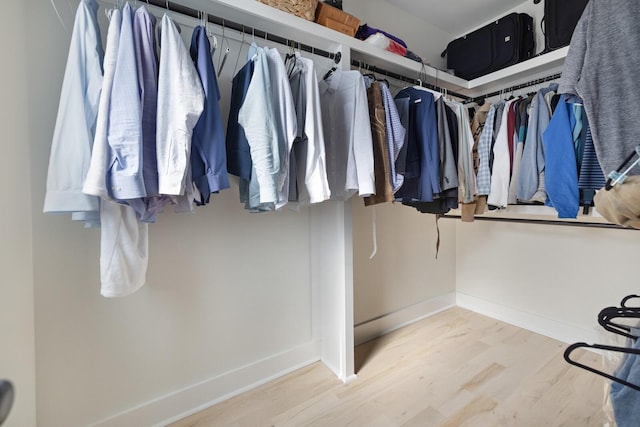 walk in closet with hardwood / wood-style flooring