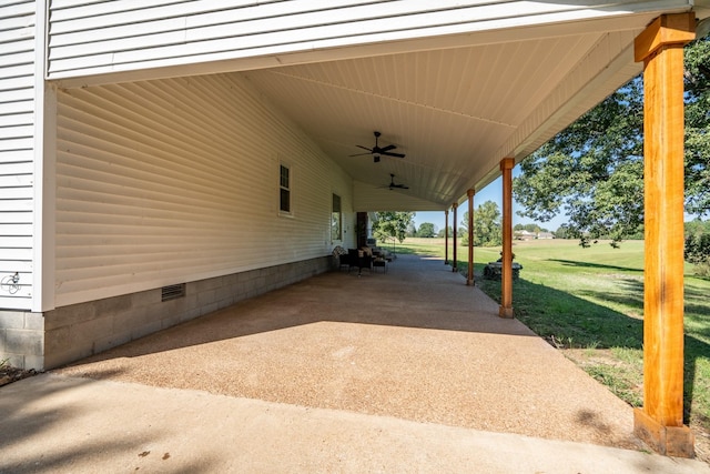 view of patio with ceiling fan