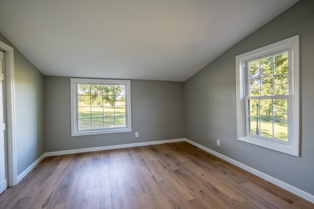 interior space with lofted ceiling and light wood-type flooring