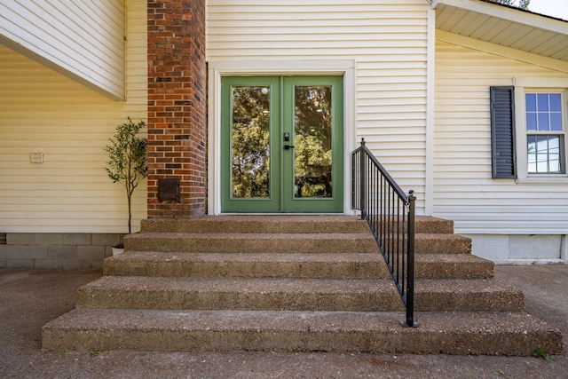 property entrance with french doors