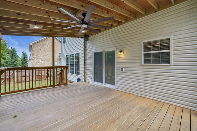 wooden terrace with ceiling fan