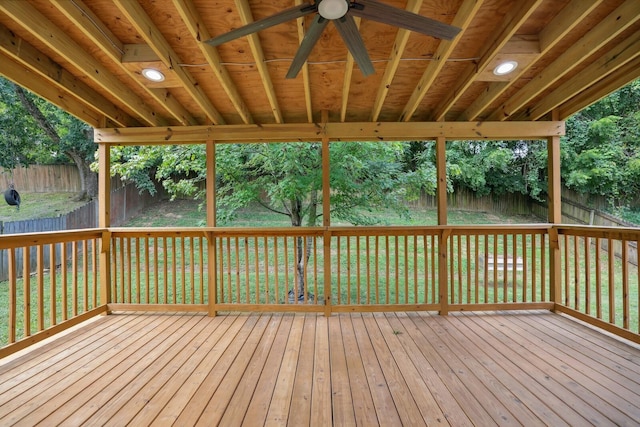 deck featuring ceiling fan