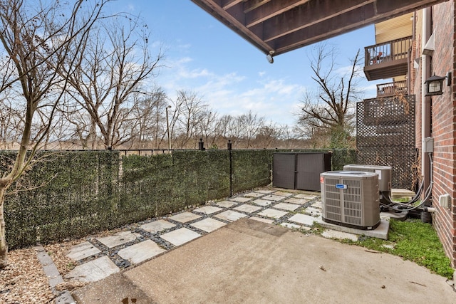 view of patio featuring central air condition unit