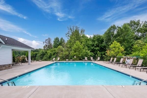 view of pool featuring a patio