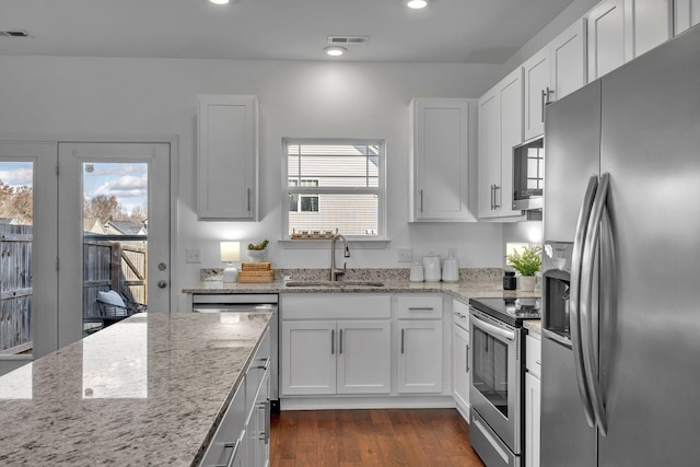 kitchen featuring sink, white cabinets, and appliances with stainless steel finishes