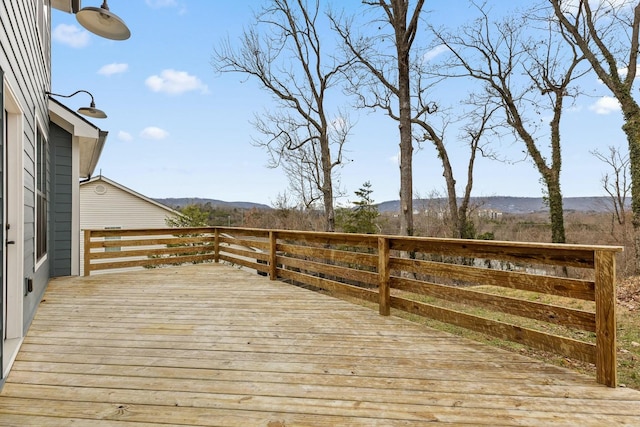 deck with a mountain view