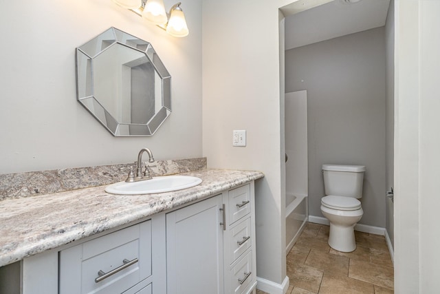 full bathroom featuring vanity, toilet, and shower / washtub combination