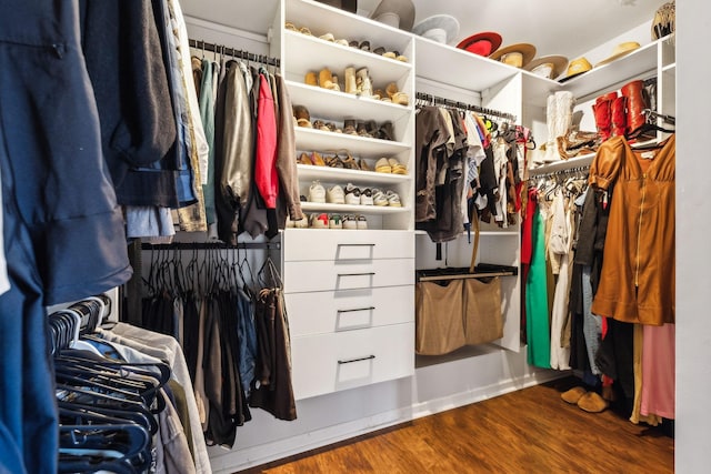 walk in closet featuring hardwood / wood-style flooring