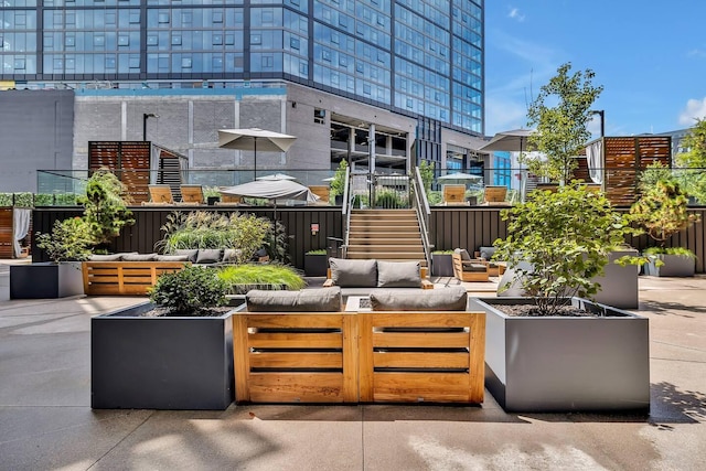 view of patio / terrace with an outdoor living space