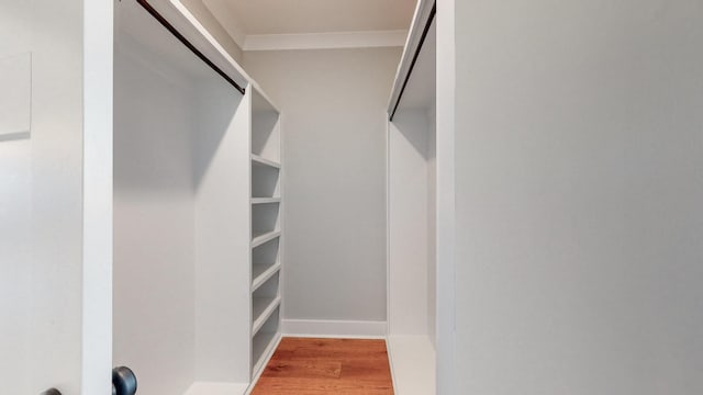 spacious closet featuring hardwood / wood-style flooring