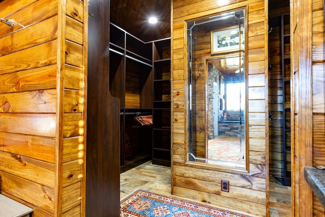 bathroom featuring parquet floors