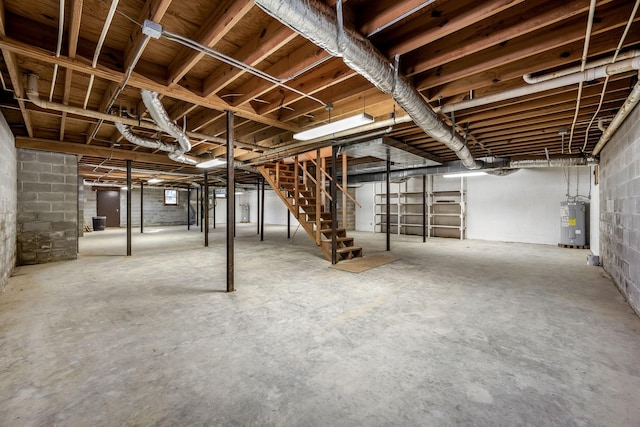 basement with electric water heater