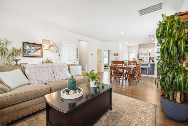 living room with hardwood / wood-style floors