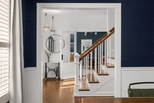 foyer with hardwood / wood-style flooring