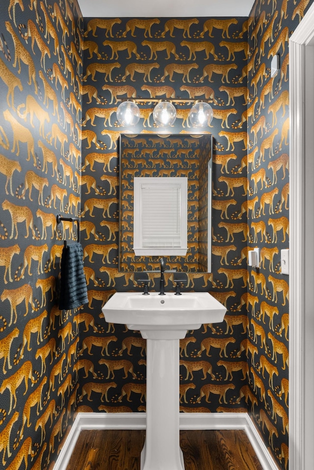 bathroom featuring hardwood / wood-style floors