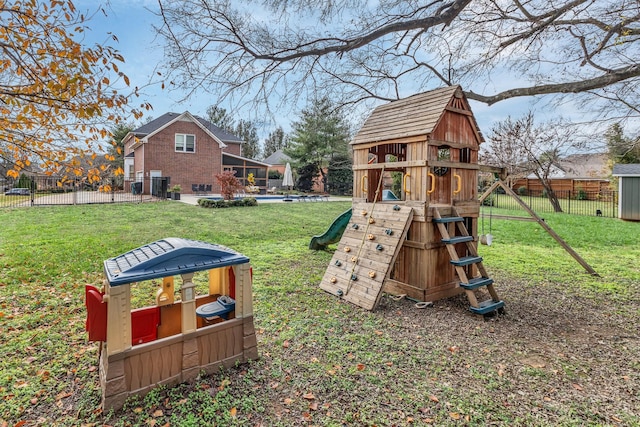 view of yard with a playground