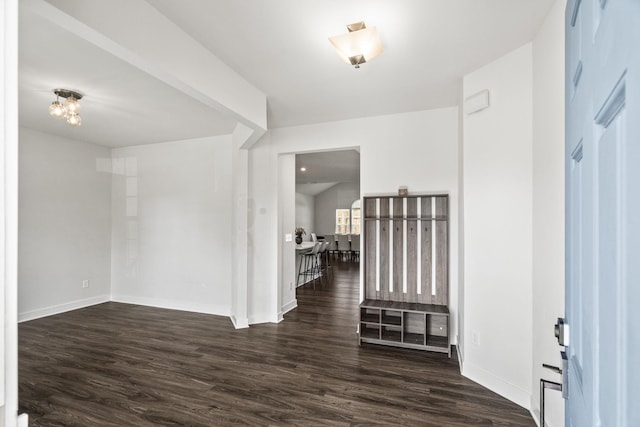 entryway with dark wood-type flooring