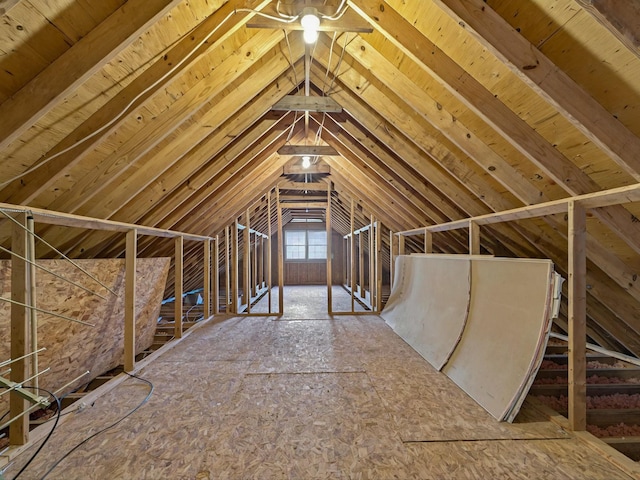 view of unfinished attic