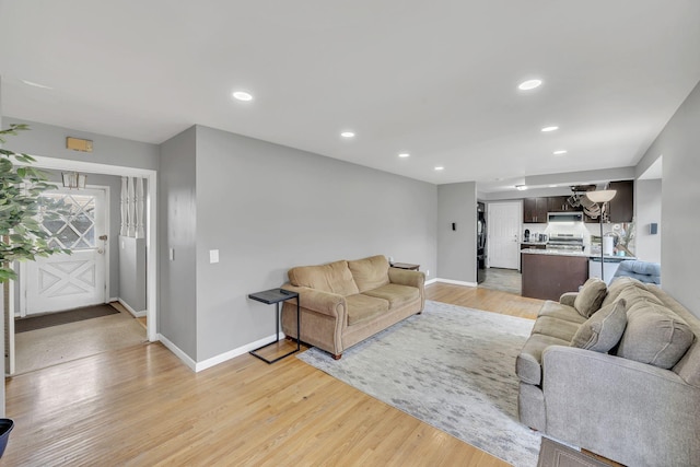 living room featuring light hardwood / wood-style floors