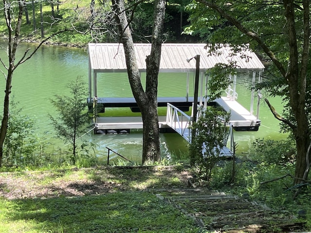 view of dock featuring a water view