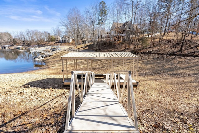 dock area featuring a water view