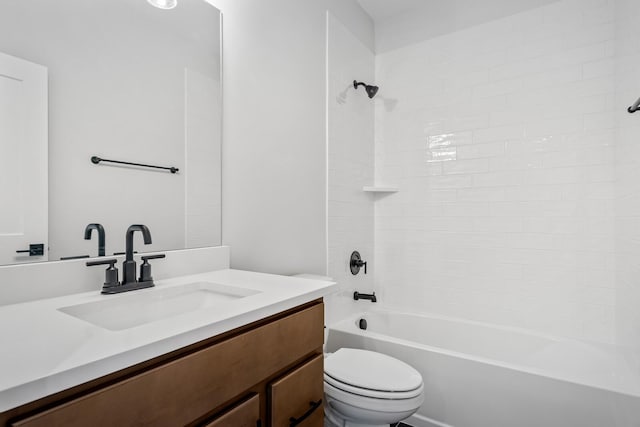 full bathroom with shower / tub combination, vanity, and toilet