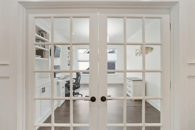 doorway featuring french doors