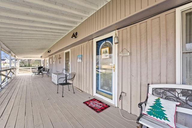 deck featuring covered porch