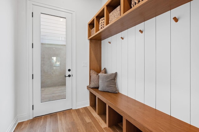 mudroom featuring light wood-type flooring