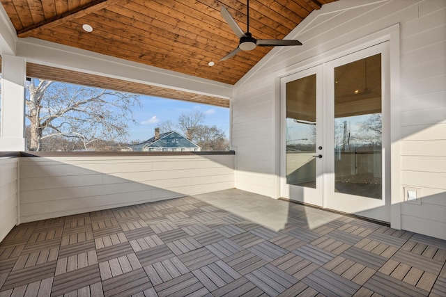 view of patio / terrace with french doors and ceiling fan