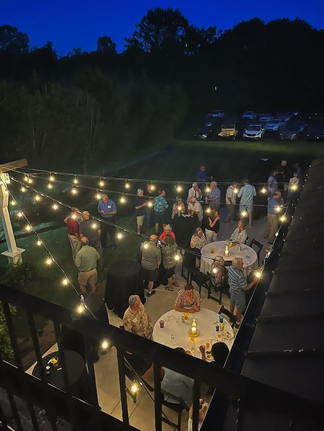 view of patio at twilight