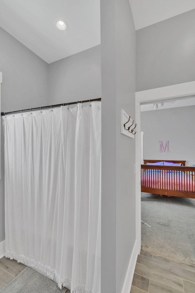 bathroom featuring hardwood / wood-style flooring