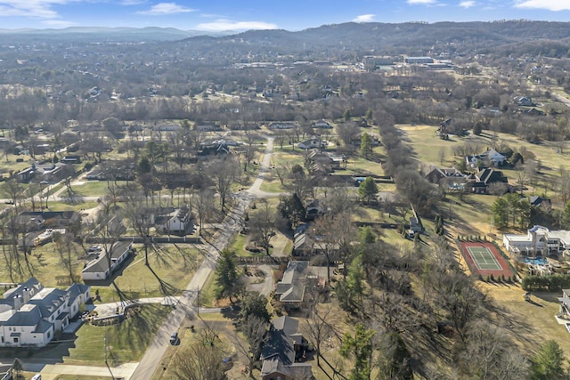 aerial view with a mountain view